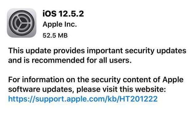 香洲苹果手机维修分享iOS12.5.2发布，建议所有老苹果用户安装 
